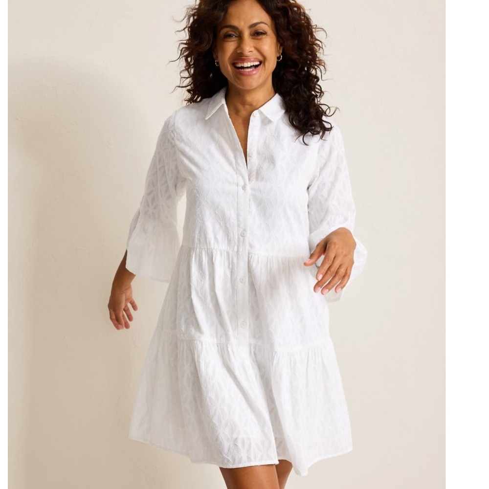 Tommy Bahama Cotton Clip Jacquard Coverup Shirt Dress